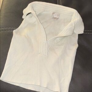 Caroline Constas Cream Ribbed Knit Tank size xs